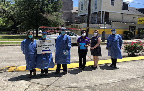 LSU Healtcare Network drive through eye pressure check team